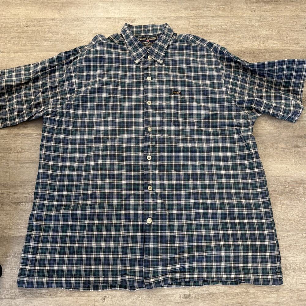 Vintage Ralph Lauren Sportsman Plaid Short Sleeve Button-down Shirt Men’s xL